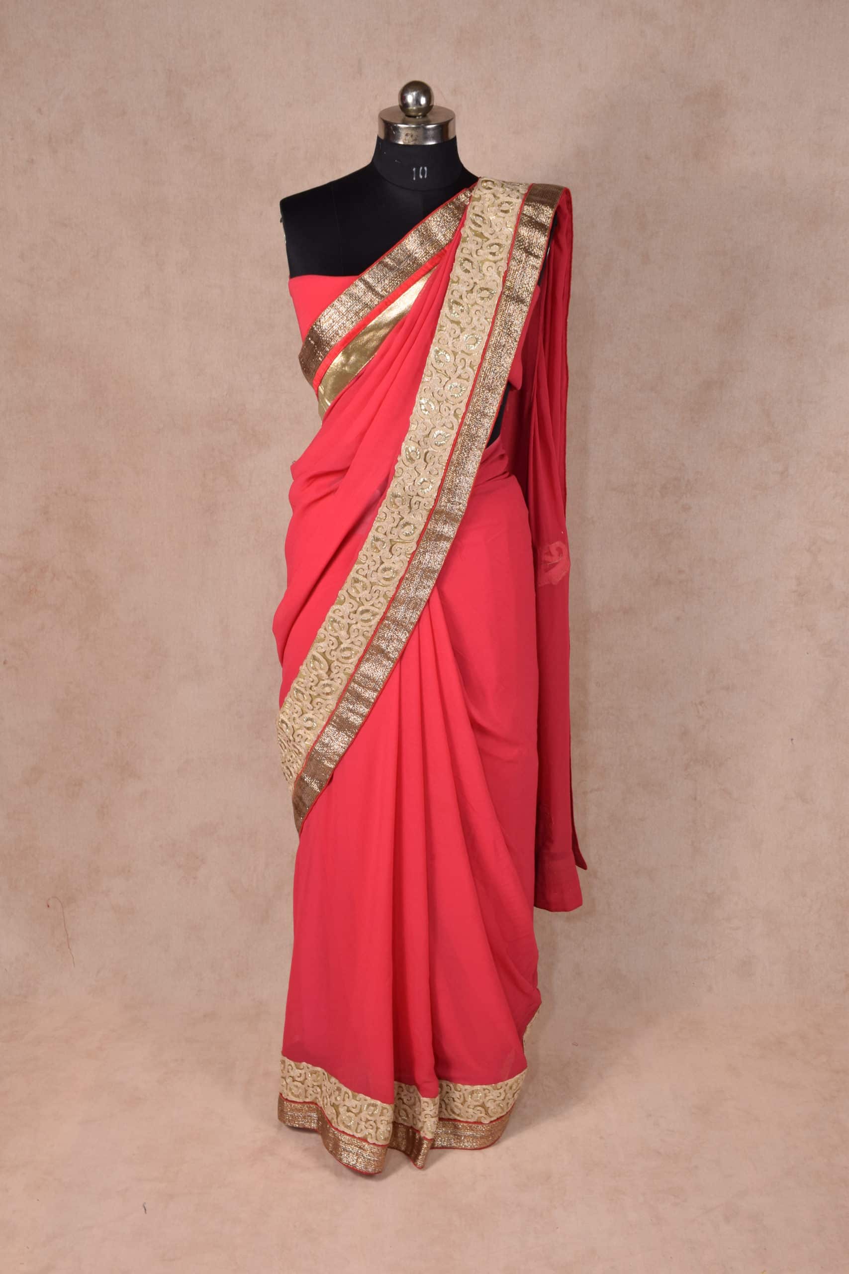 Pure Georgette Saree with Beautiful Zari Border - KANHASAREE