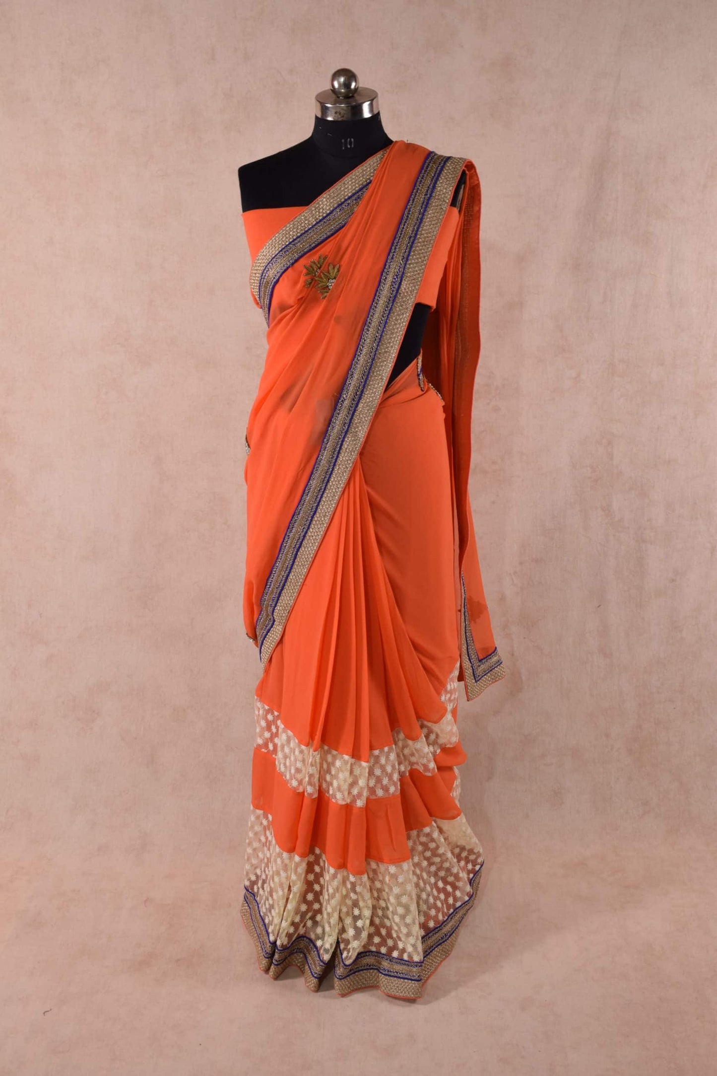 Pure Georgette Hand Work Saree With Zari Thread Work - KANHASAREE