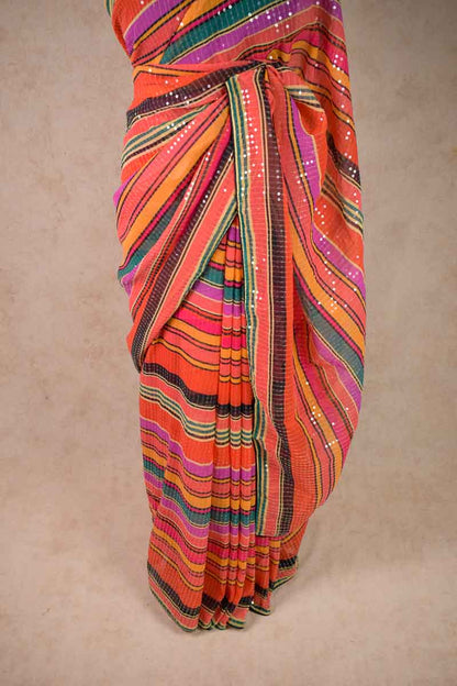 Multi colour sequence saree with blouse - KANHASAREE