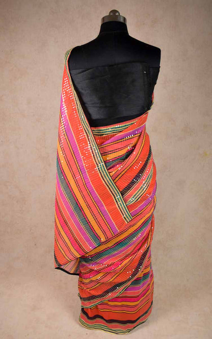 Multi colour sequence saree with blouse - KANHASAREE