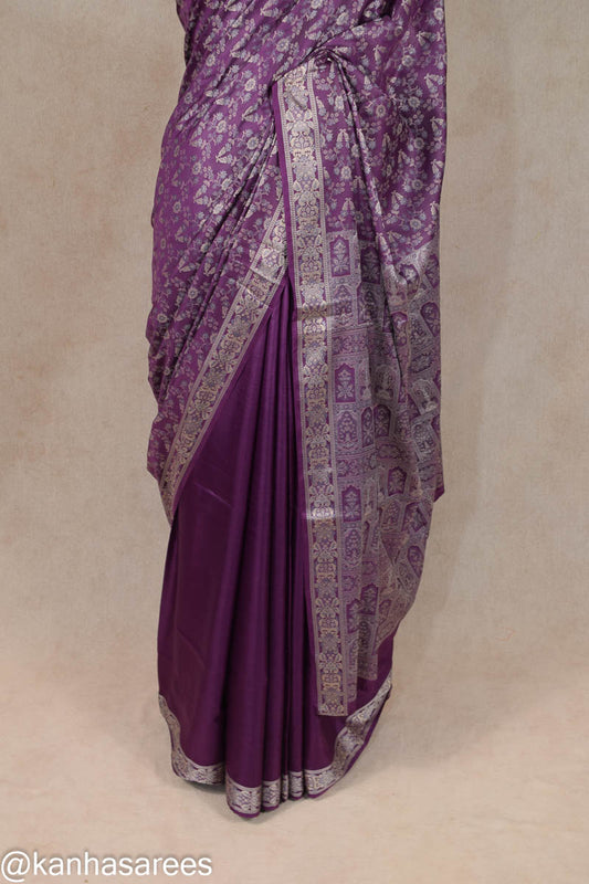 Pure Silk Half-Half Saree with Silver Resham Weaving & Designer Pallu - Kanhasarees by ksds