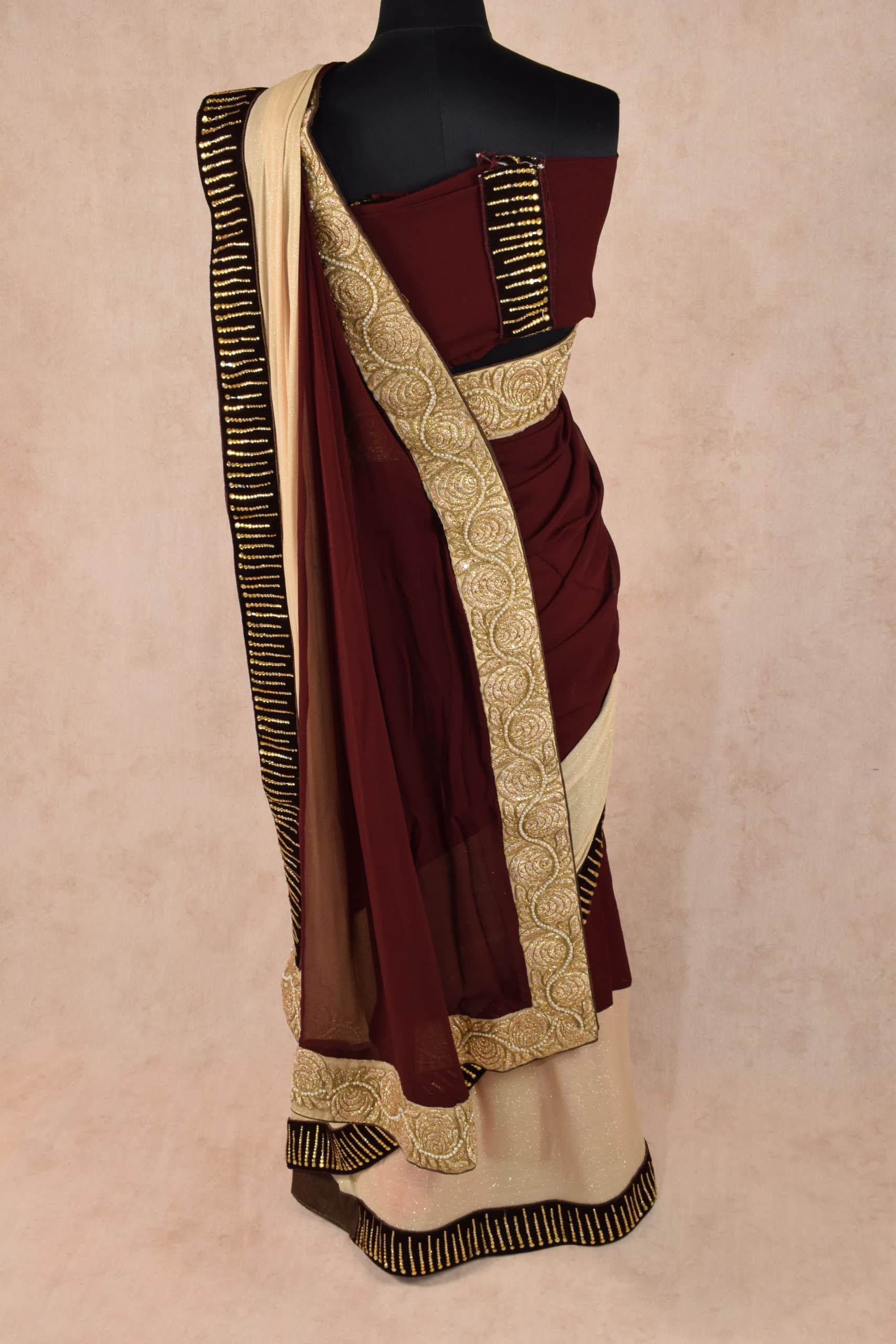 Pure Georgette Combined with Pure Lycra Shimor Saree - KANHASAREE