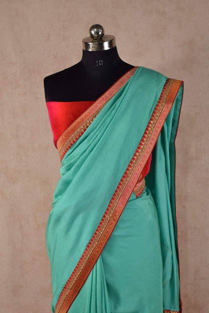 Beautiful Banarasi Pallu Saree with raw silk border - KANHASAREE