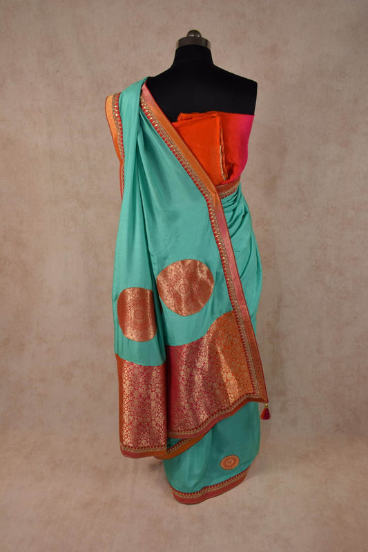 Beautiful Banarasi Pallu Saree with raw silk border - Kanhasarees by ksds