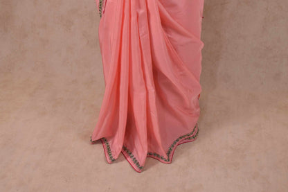 Pure Cotton Silk Baby Pink Color Saree with heavy stone work - KANHASAREE