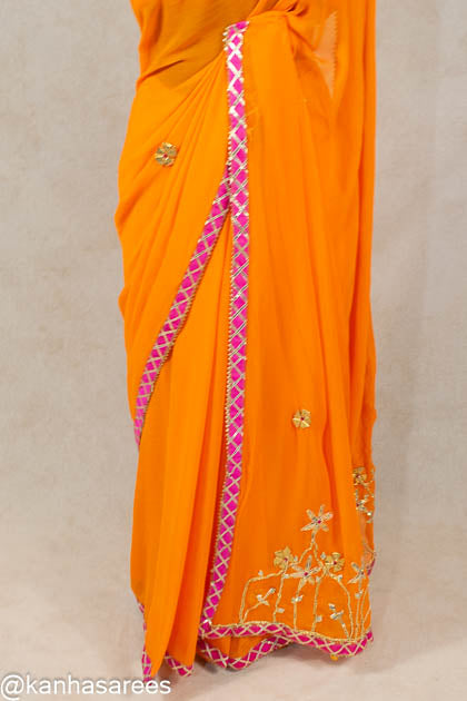 Pure georgette gota work saree - Kanhasarees by ksds