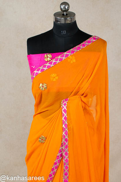 Pure georgette gota work saree - KANHASAREE