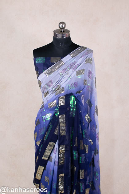 Pure georgette sequin work saree - KANHASAREE