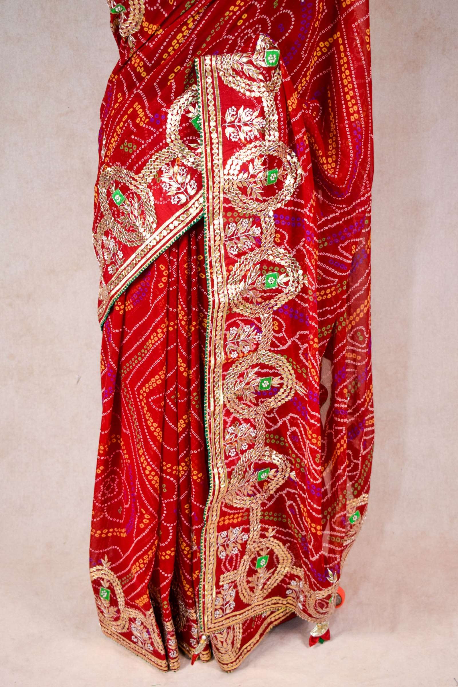 Beautiful bandhani saree with designer lace border - ShopLance