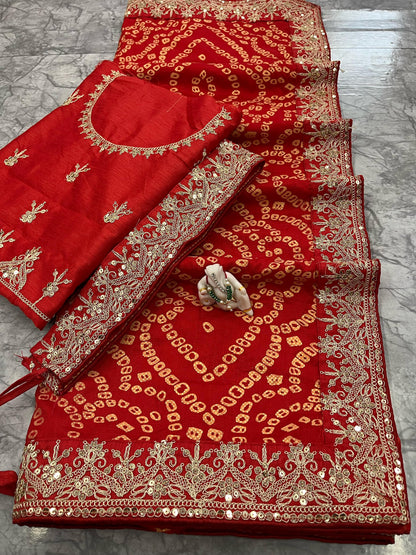 Elegant Vichitra Silk Saree with Sequin Work Border & Heavy Banglori Designer Blouse