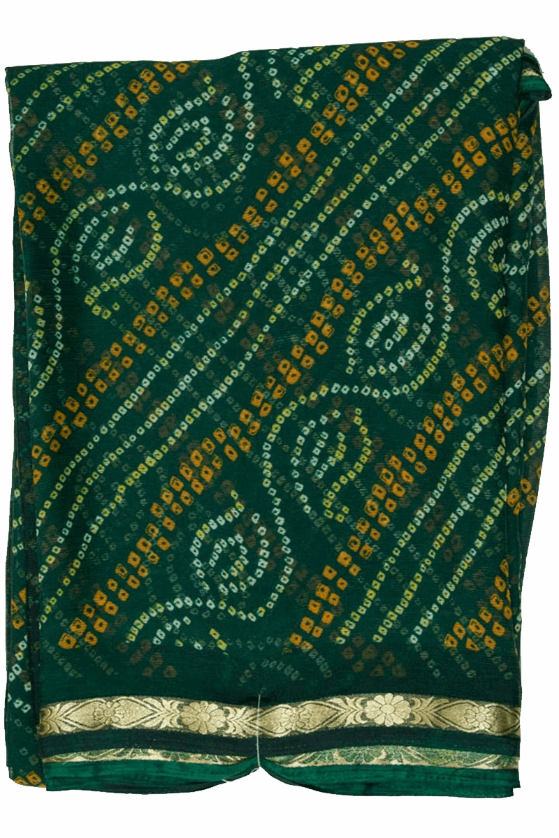 Beautiful Marble Georgette Bandhani with zari border Saree - KANHASAREE