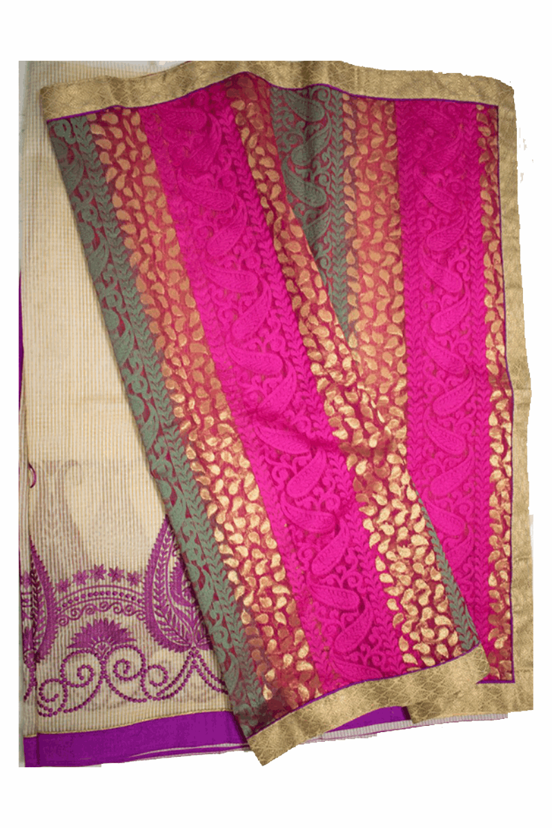 Designer Cotton saree wrapping pure supernet and multicolor border - KANHASAREE