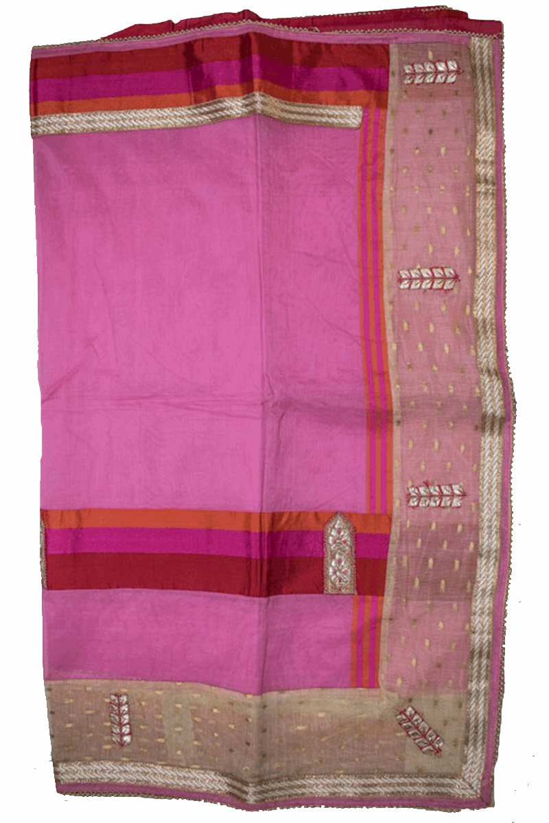 Designer Pure supernet saree with chanderi and gota work - KANHASAREE