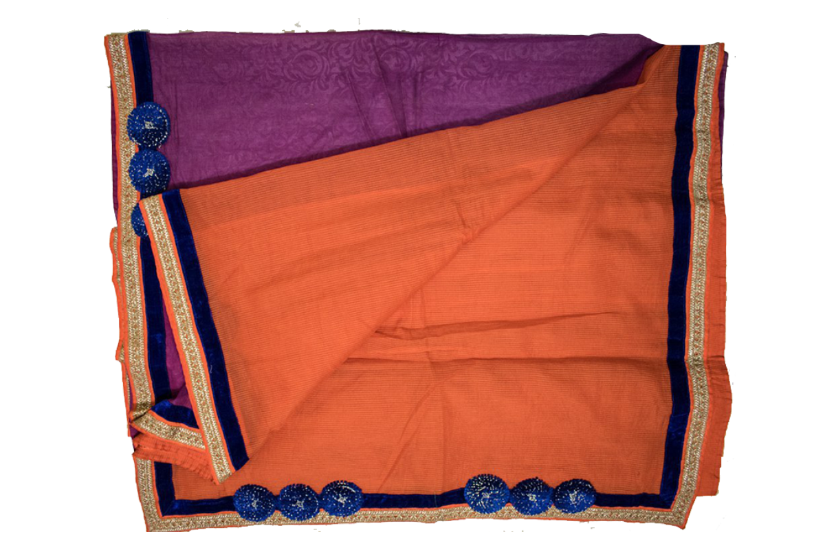 Half-Half Supernet saree with patch work and fancy border - KANHASAREE