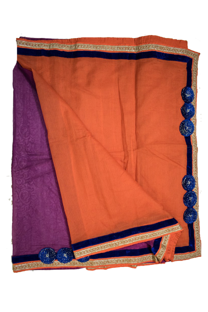 Half-Half Supernet saree with patch work and fancy border - KANHASAREE