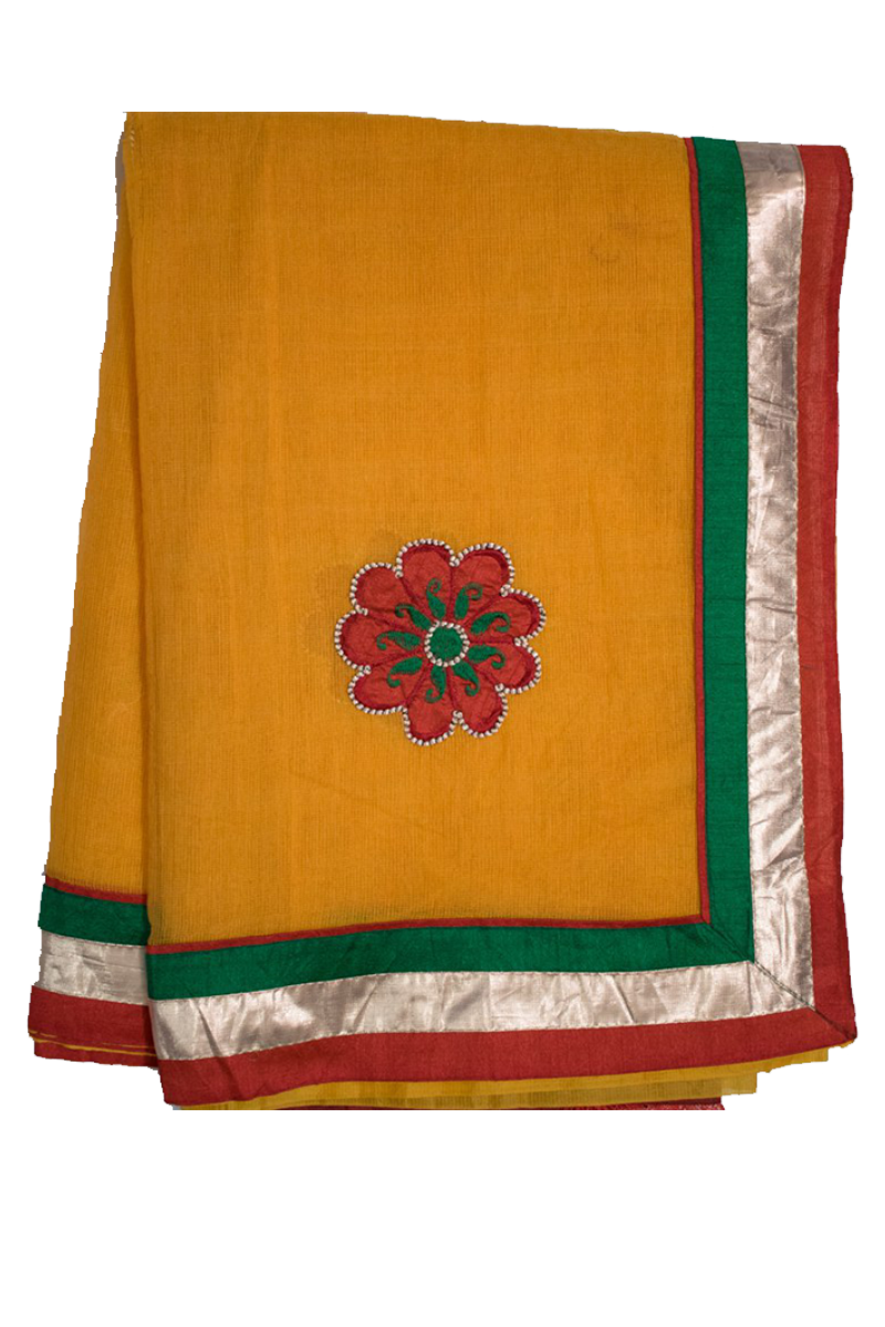 Half-Half Supernet saree with patch work and fancy border - KANHASAREE