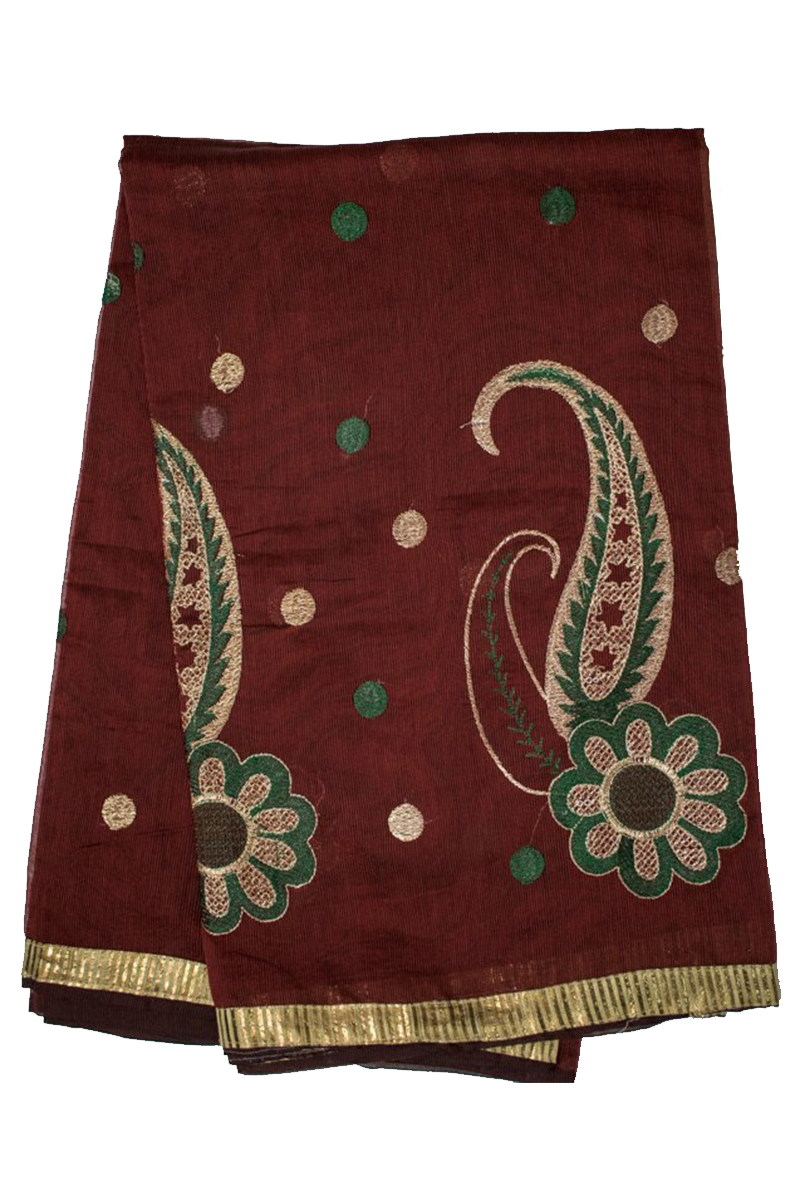 Supernet embroidery saree with Golden Border - KANHASAREE