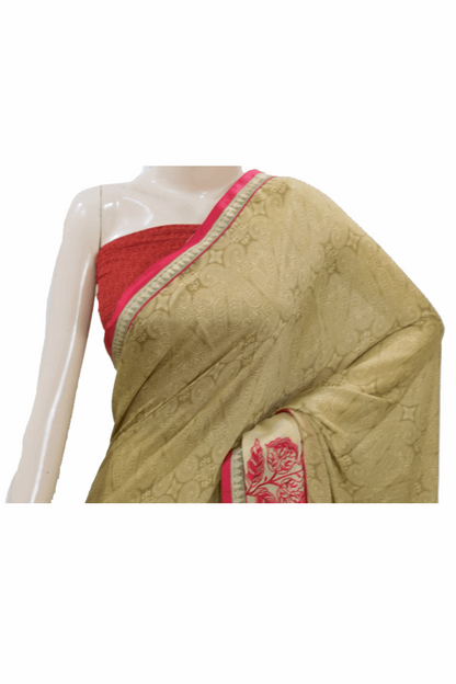 Beautiful Crepe Printed Saree with Embroidery work - KANHASAREE