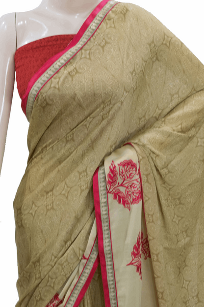 Beautiful Crepe Printed Saree with Embroidery work - KANHASAREE