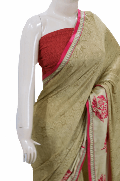 Beautiful Crepe Printed Saree with Embroidery work - KANHASAREE