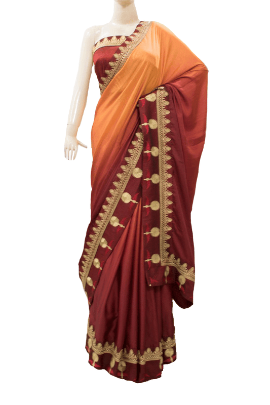 Silk Designer Double shaded embroidery work saree - KANHASAREE