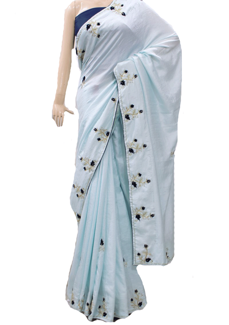 Designer Cotton silk saree with Tubelight and Thread work - KANHASAREE