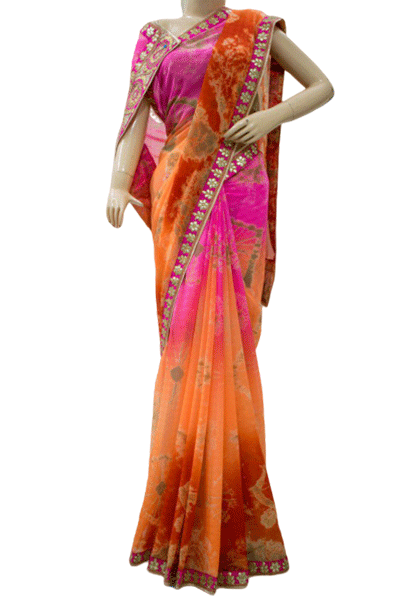 Designer Shibori Print Georgette Saree - KANHASAREE