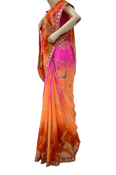 Designer Shibori Print Georgette Saree - KANHASAREE