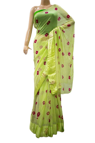 Beautiful Bandhani Peeten Work Saree - KANHASAREE