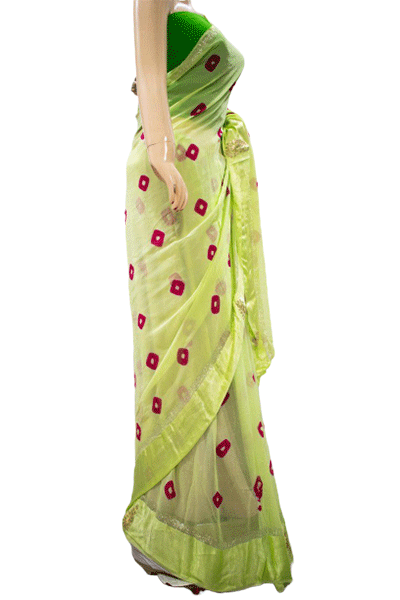 Beautiful Bandhani Peeten Work Saree - KANHASAREE