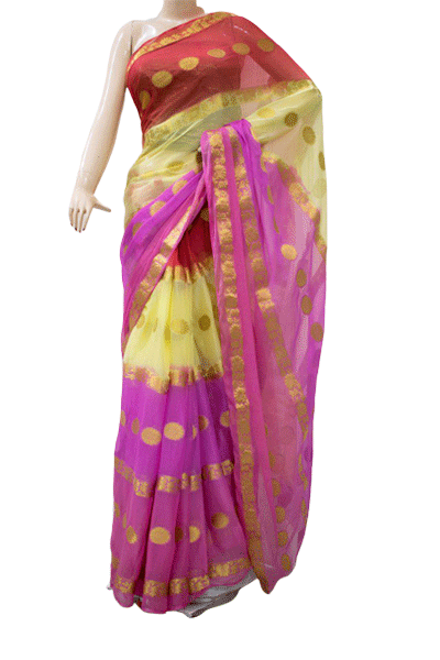 Multicolor Chiffon Zari Work Saree - KANHASAREE