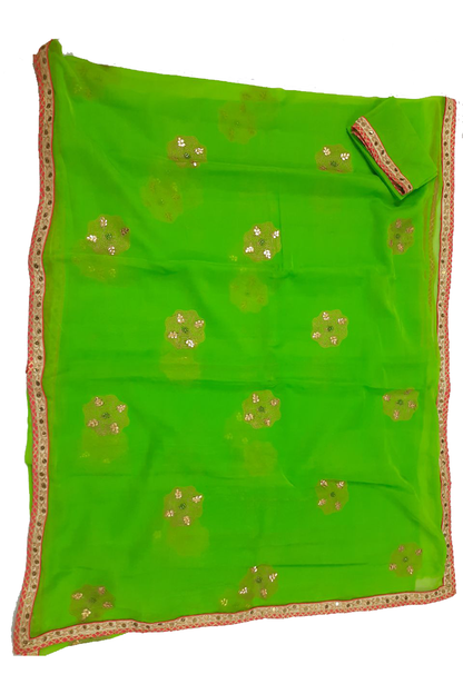 Pure Chiffon Saree with Gota Patti handwork and Fancy Buties - KANHASAREE