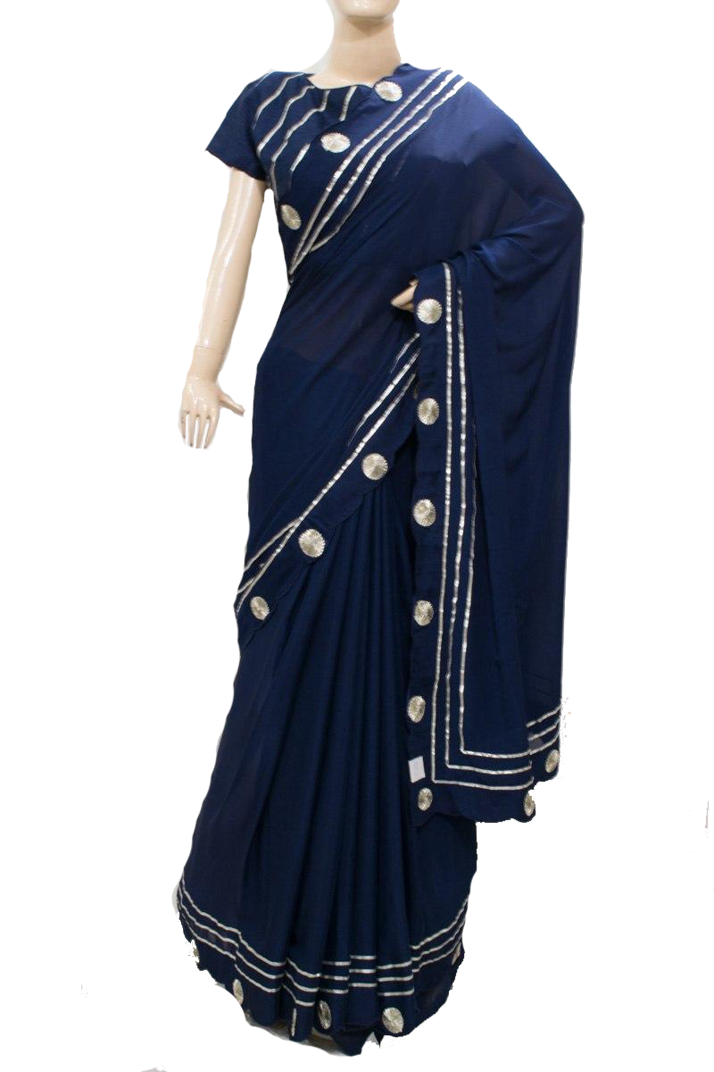 Pure Chinnon Saree with Gota work and Sikiya Gota Lines - KANHASAREE