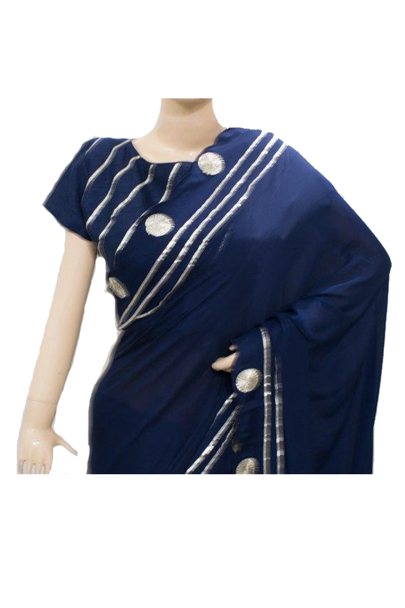 Pure Chinnon Saree with Gota work and Sikiya Gota Lines - KANHASAREE