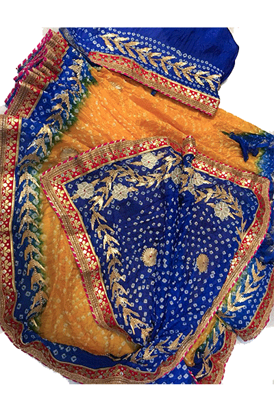 Taffeta Silk Bandhani Saree with Gota Work - KANHASAREE