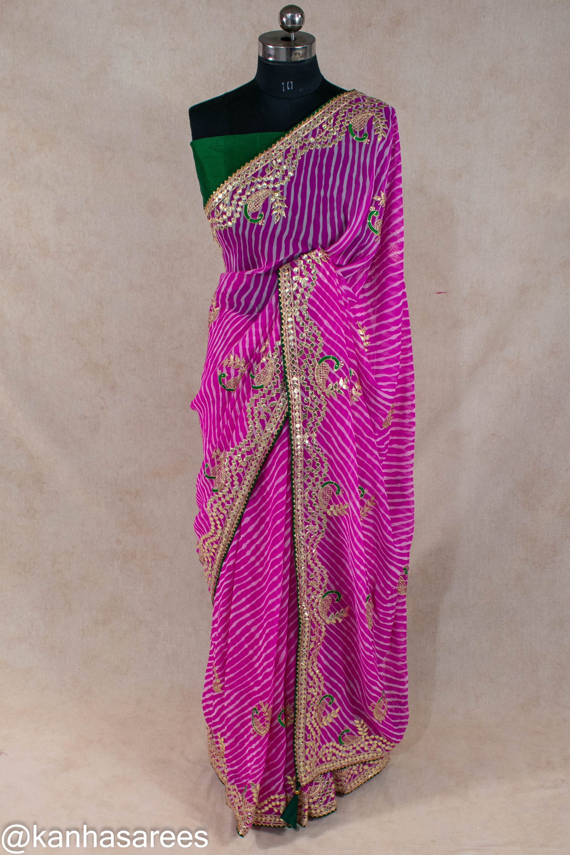 Lehariya peacock gotapatti saree - KANHASAREE