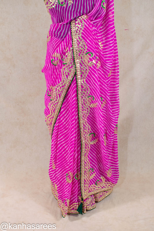 Lehariya peacock gotapatti saree - Kanhasarees by ksds