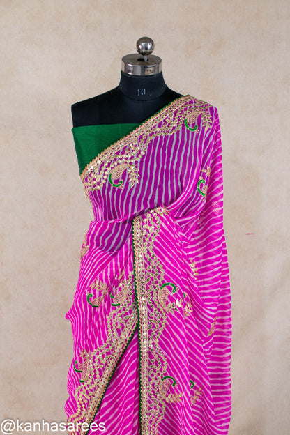 Lehariya peacock gotapatti saree - KANHASAREE