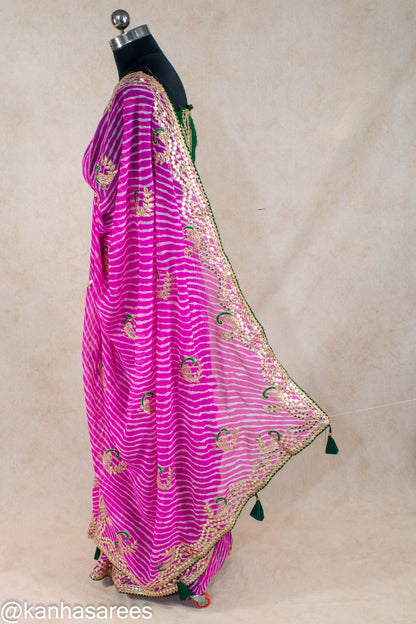 Lehariya peacock gotapatti saree - KANHASAREE