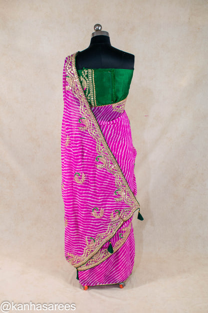 Lehariya peacock gotapatti saree - KANHASAREE