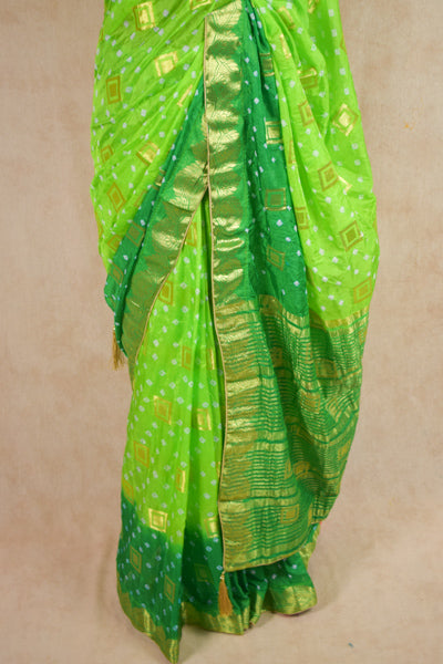 Green Gharchola Saree in Art silk - KANHASAREE