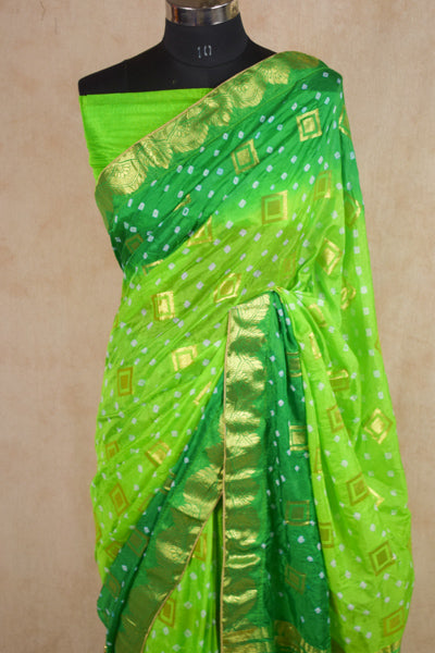 Green Gharchola Saree in Art silk - KANHASAREE