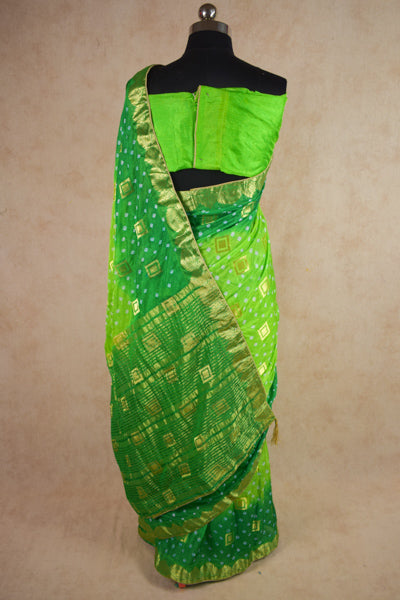 Green Gharchola Saree in Art silk - KANHASAREE