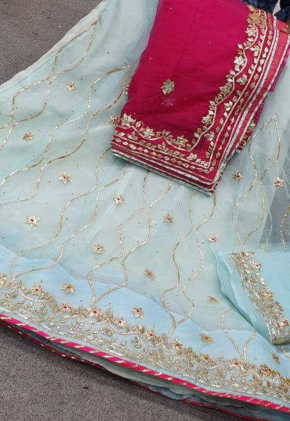 Light Blue Lehenga choli rajasthani