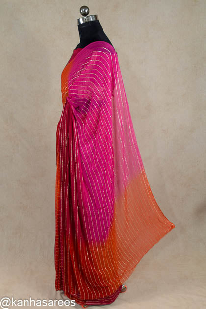 Multicolour zari line saree with designer zari blouse - KANHASAREE