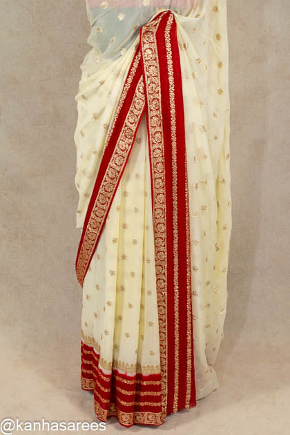Pure georgette zari buti and border saree - Kanhasarees by ksds