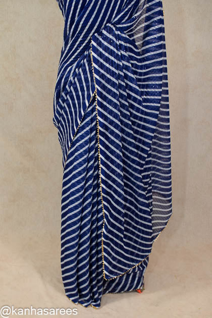 Chiffon Leheriya saree with stitched blouse - Kanhasarees by ksds
