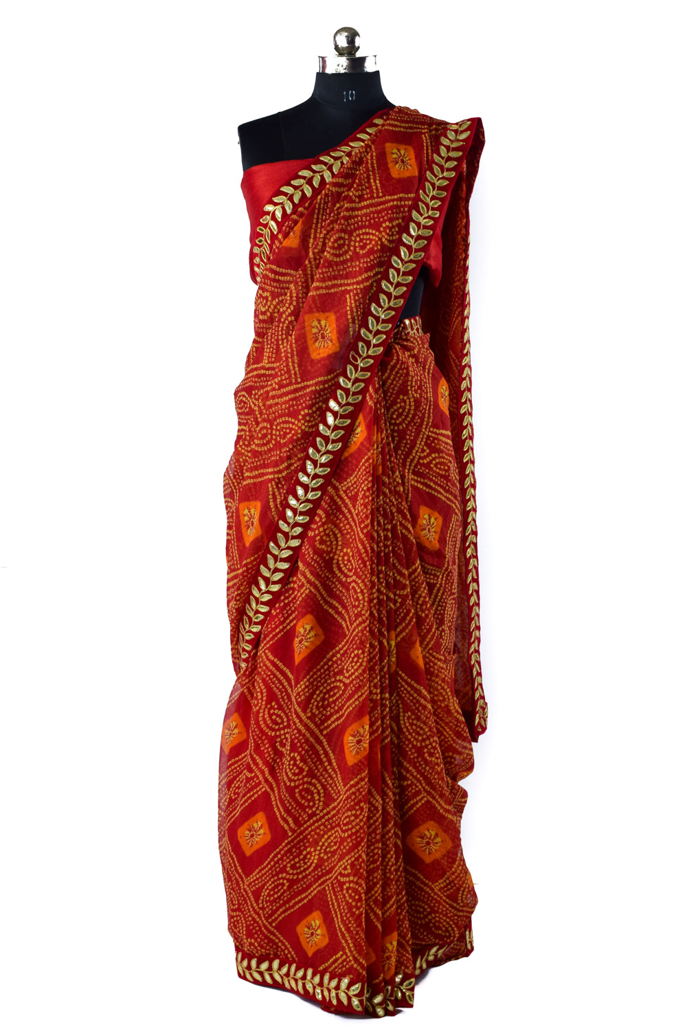 Georgette Bandhani saree with velvet border - KANHASAREE