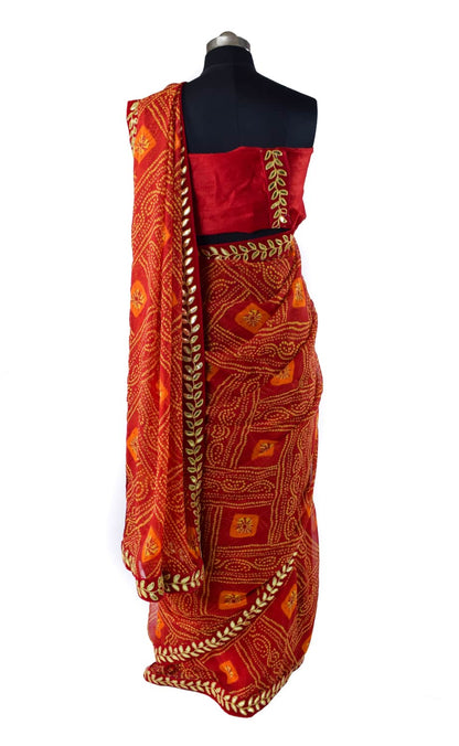 Georgette beautiful Bandhej saree - KANHASAREE