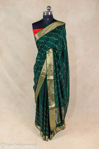 Dola silk sequence thread work zari border saree - KANHASAREE